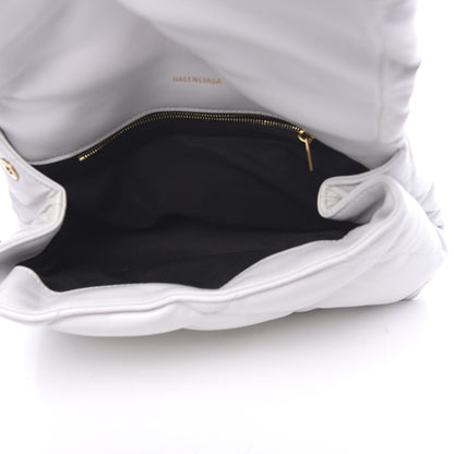 Balenciaga Nappa Calfskin Quilted Touch B Puffy Clutch White 5 of 9