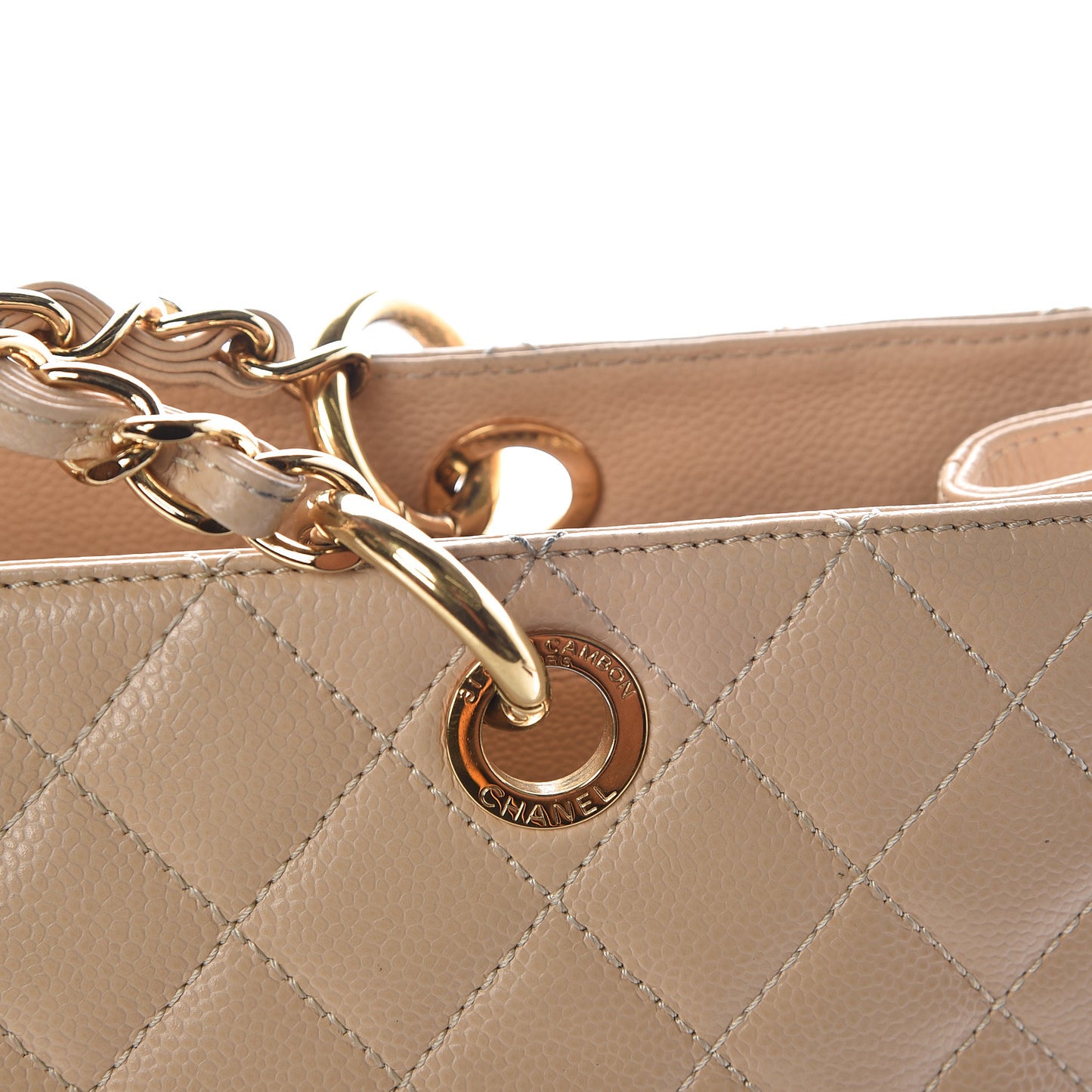 Caviar Quilted Grand Shopping Tote GST Beige Clair