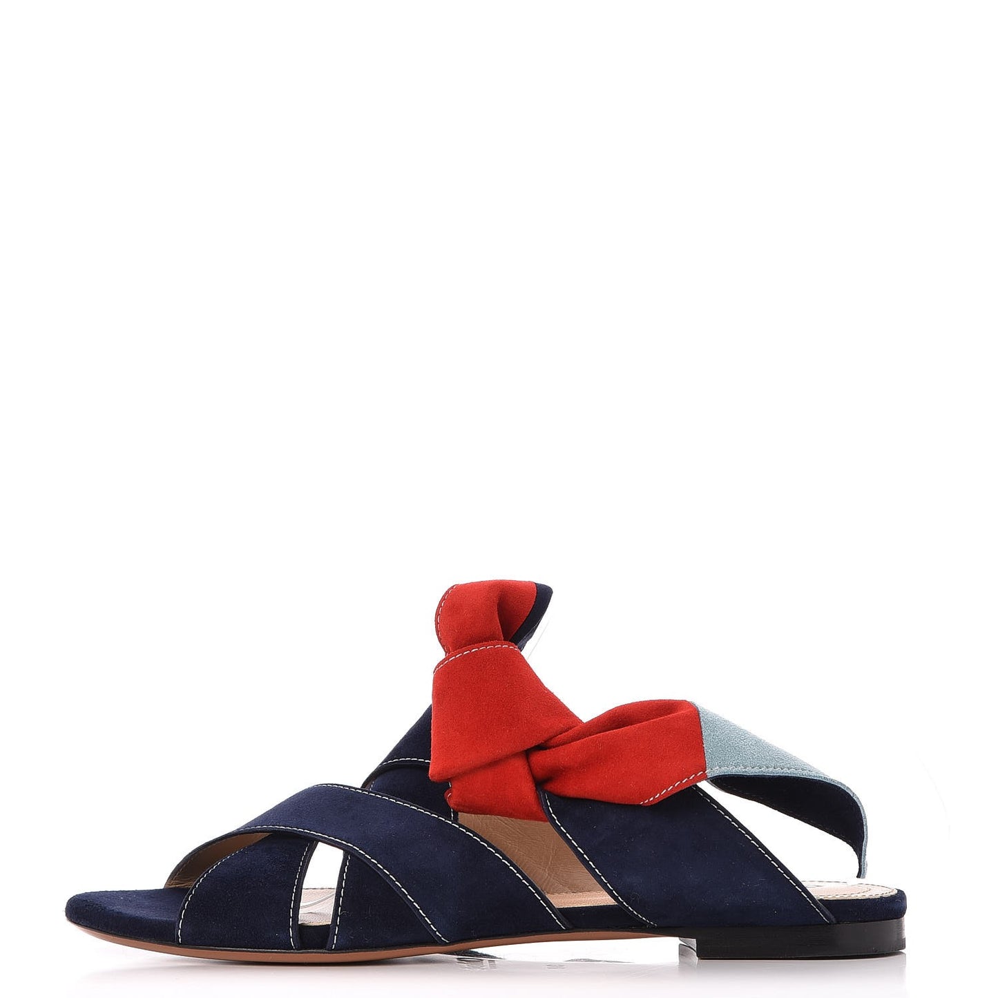 Suede Nellie Knotted Slipper Slide Sandals Flats 38 Navy