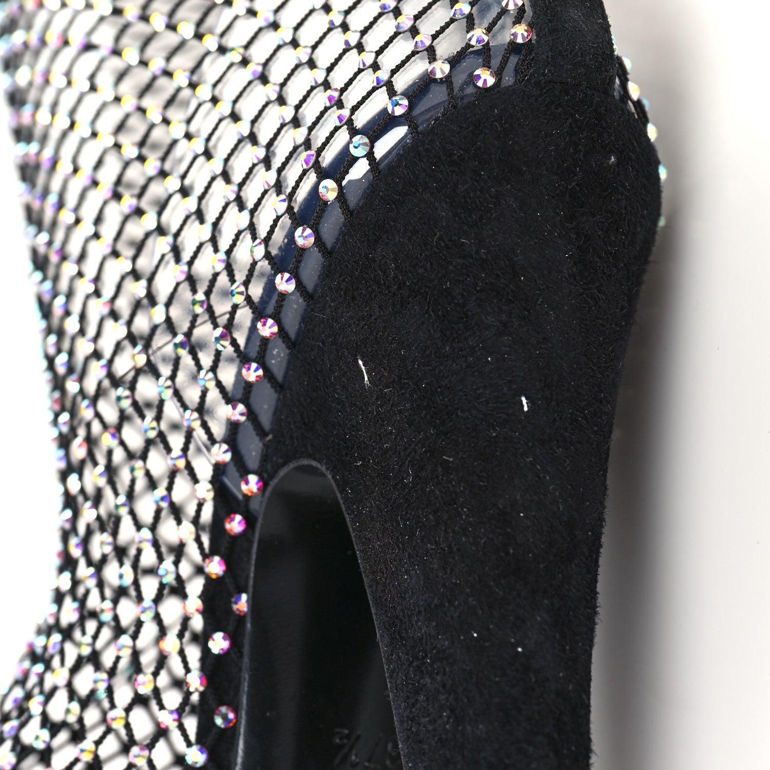 Saint Laurent Mesh Crystal 68 Knee High Boots 37.5 Black 8 of 8