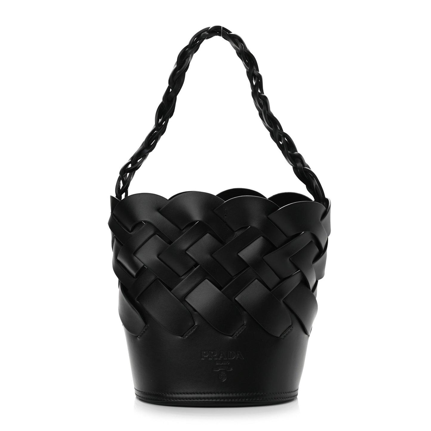 Vitello Intreccio Bucket Bag Black