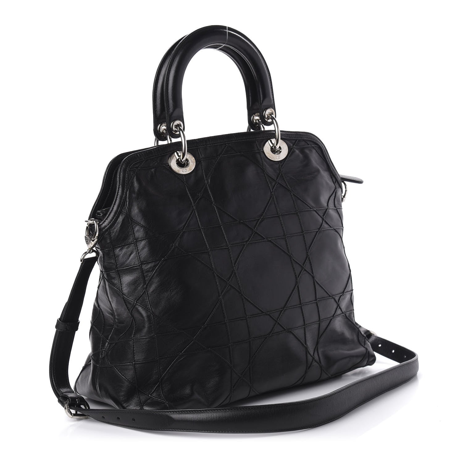 Christian Dior Lambskin Cannage Medium Granville Tote Black 4 of 14