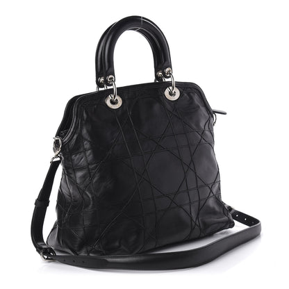 Christian Dior Lambskin Cannage Medium Granville Tote Black 4 of 14