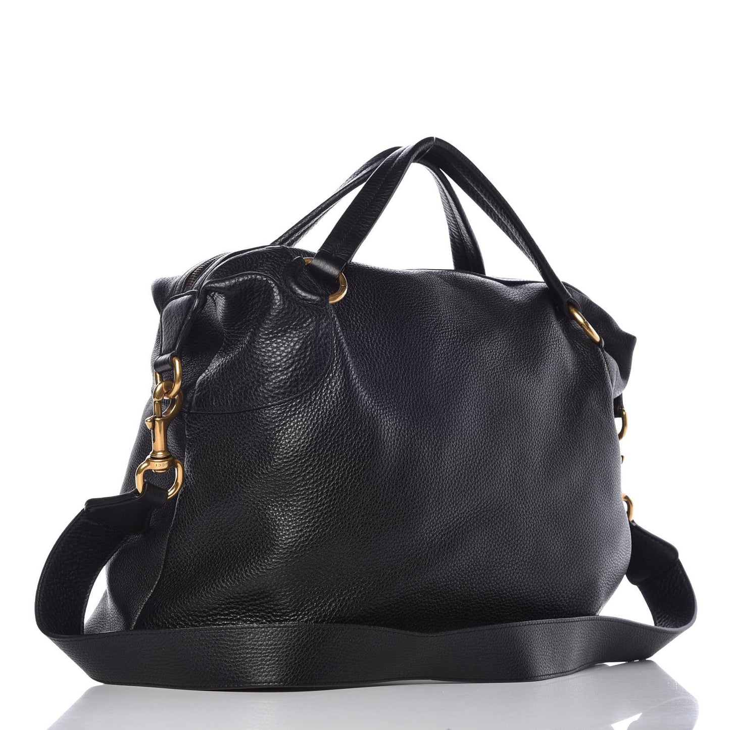 Pebbled Calfskin Twill Medium Top Handle Satchel Black