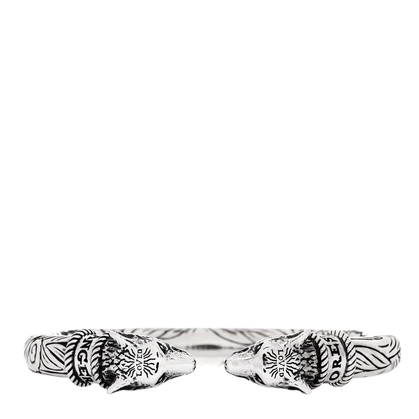 Sterling Silver Anger Forest Wolf Cuff Bracelet