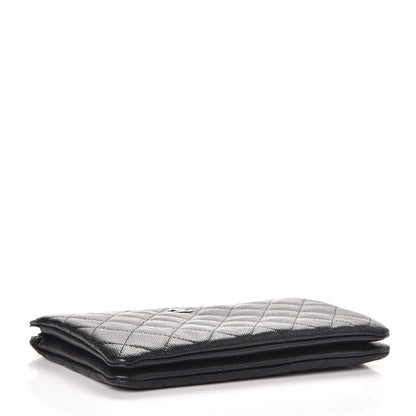 Chanel Iridescent Caviar Quilted Large Zipped Clutch Black 4 of 9