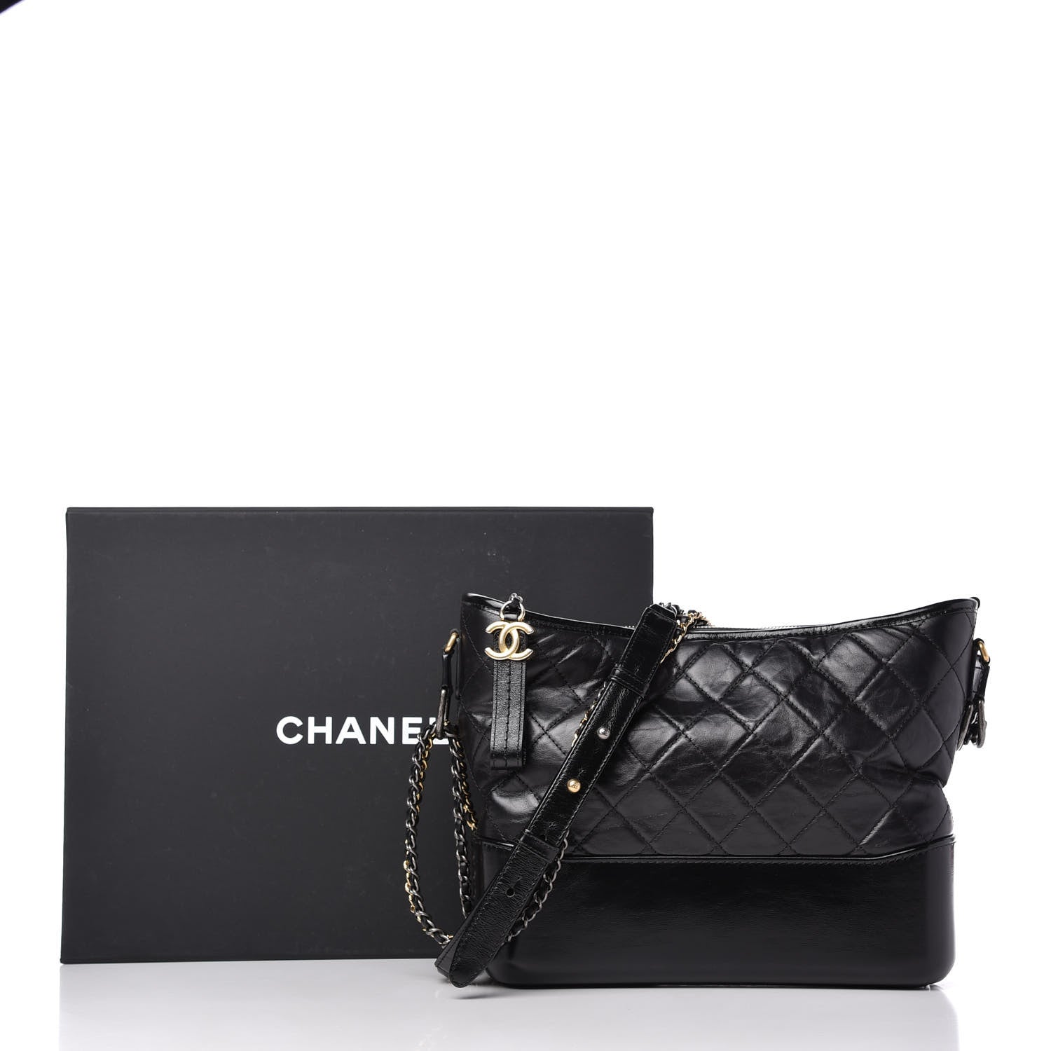 Chanel Aged Calfskin Quilted Medium Gabrielle Hobo Black 10 of 10