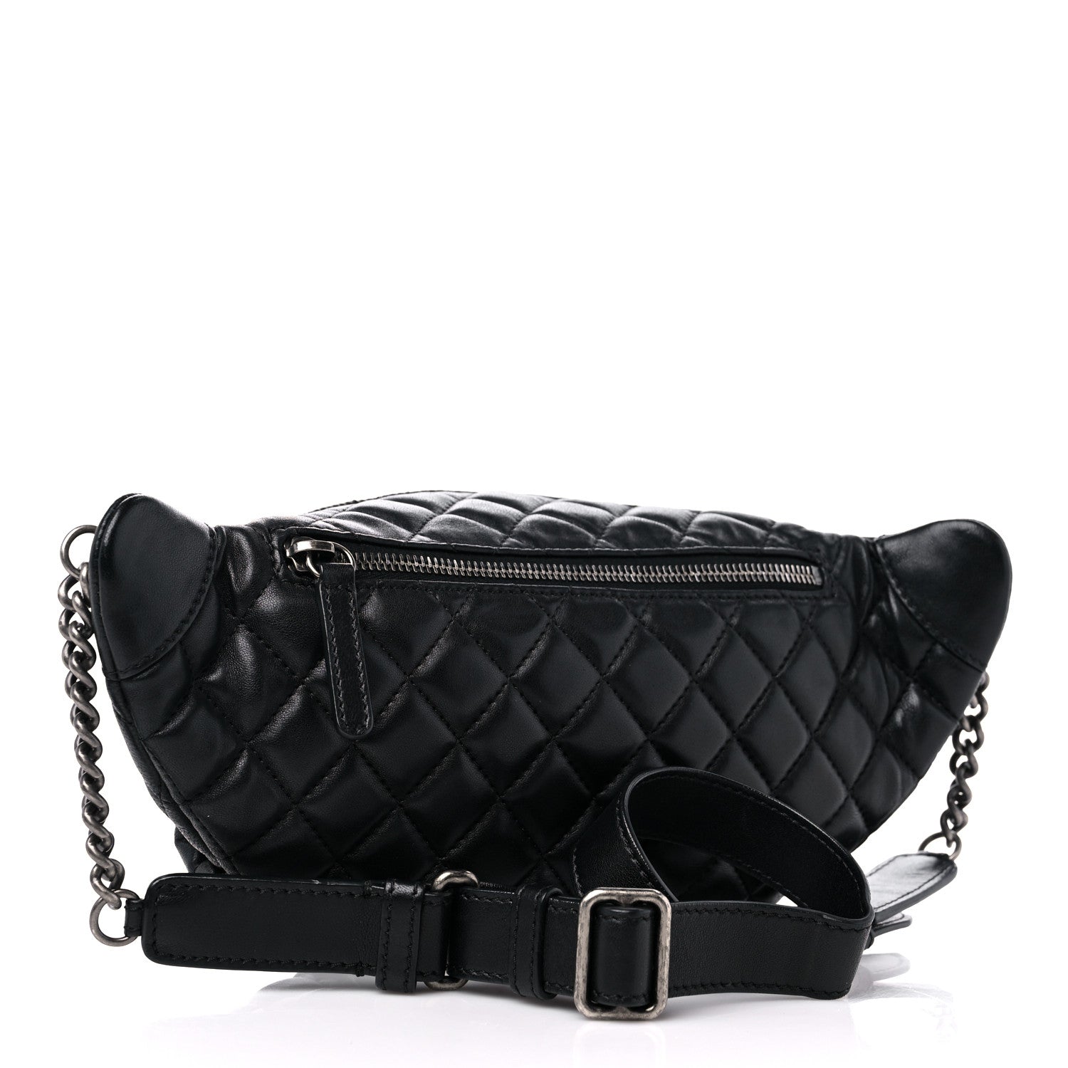 Chanel Lambskin Quilted Banane Waist Bag Fanny Pack Black 3 of 9