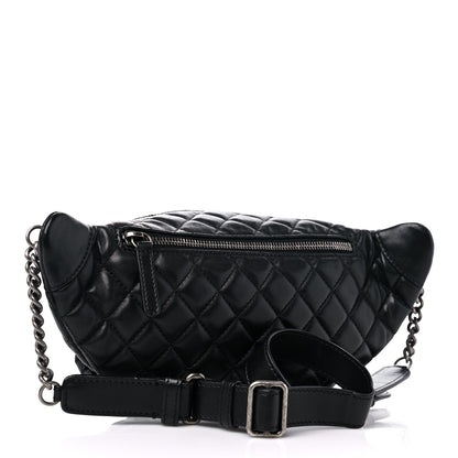 Chanel Lambskin Quilted Banane Waist Bag Fanny Pack Black 3 of 9