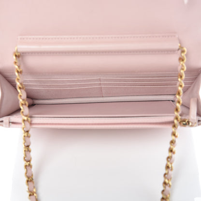 Chanel Calfskin Chevron Quilted Wallet On Chain WOC Pink 5 of 10