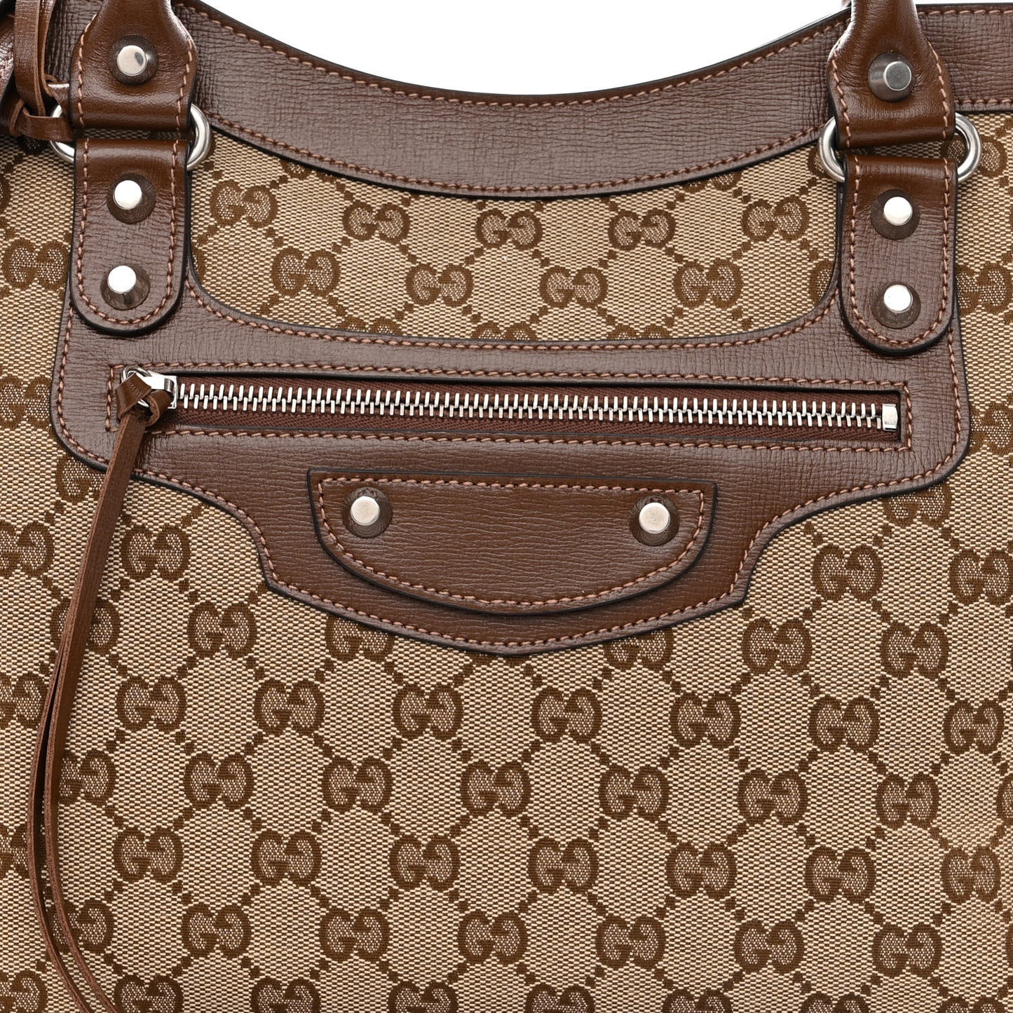 X GUCCI GG Monogram Azalea Calfskin Neo Classic Silver Hardware Medium City Beige Ebony Brown Sugar