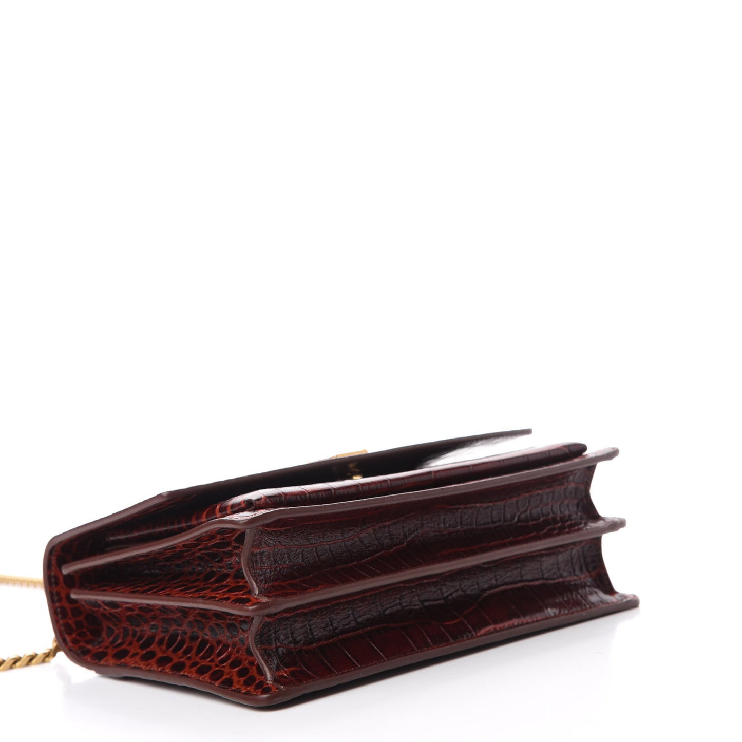 Calfskin Crocodile Embossed Medium Monogram Sunset Amber