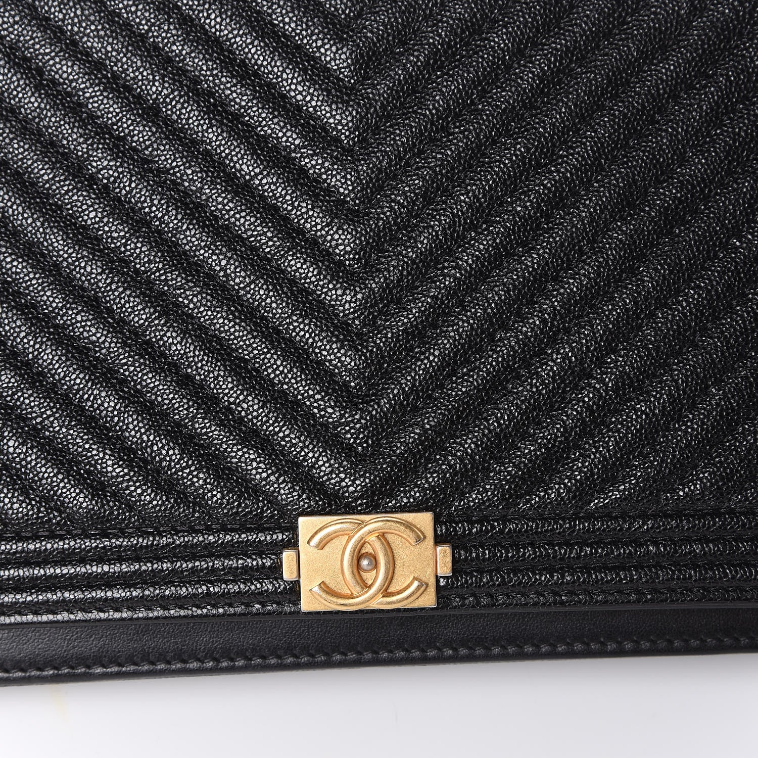 Chanel Caviar Chevron Quilted Boy Wallet On Chain WOC Black 11 of 12