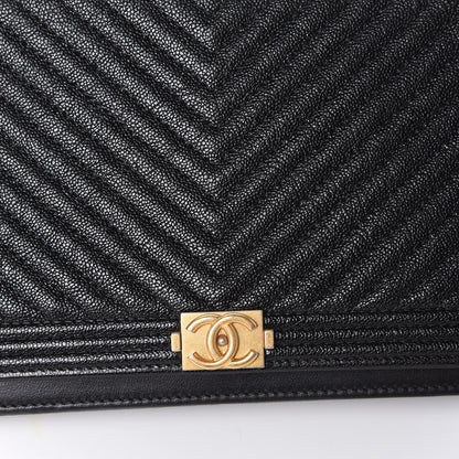 Chanel Caviar Chevron Quilted Boy Wallet On Chain WOC Black 11 of 12