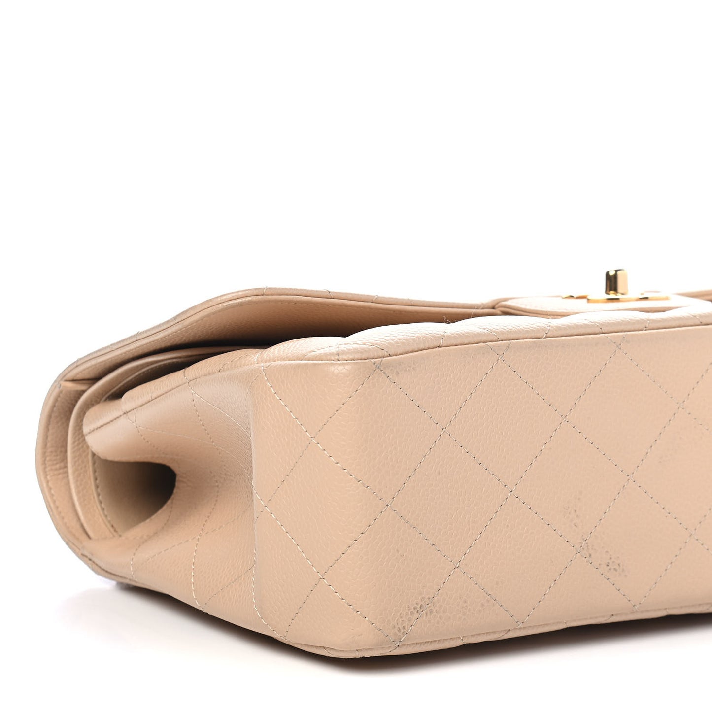 Caviar Quilted Jumbo Double Flap Beige Clair