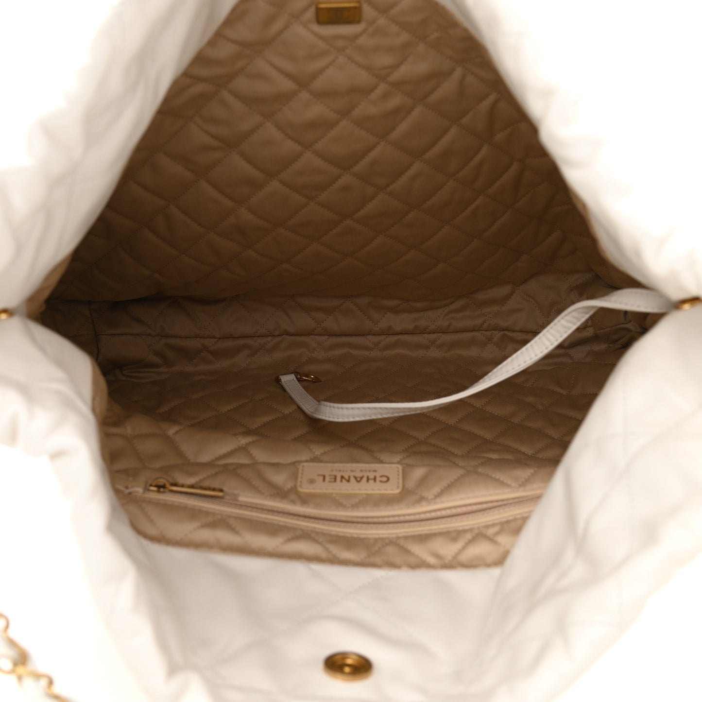 Shiny Calfskin Quilted Large Chanel 22 White