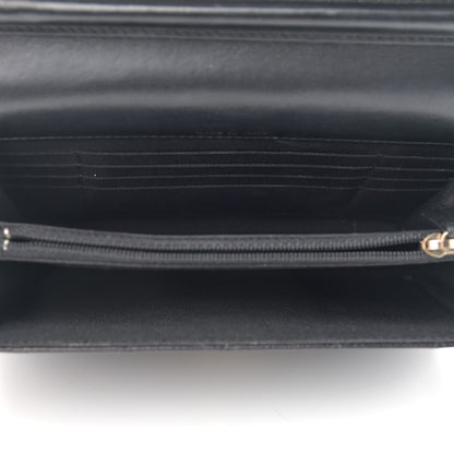 Chanel Letter Calfskin Embossed Quilted Square Wallet On Chain WOC Black 9 of 27