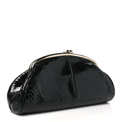 Chanel Glazed Snakeskin Timeless Clutch Black 3 of 11
