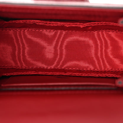 Gucci Moire Fabric Calfskin Rhinestone Monogram Monochrome Lizard Embossed Mini Bamboo 1947 Top Handle Chain Bag Red 5 of 9