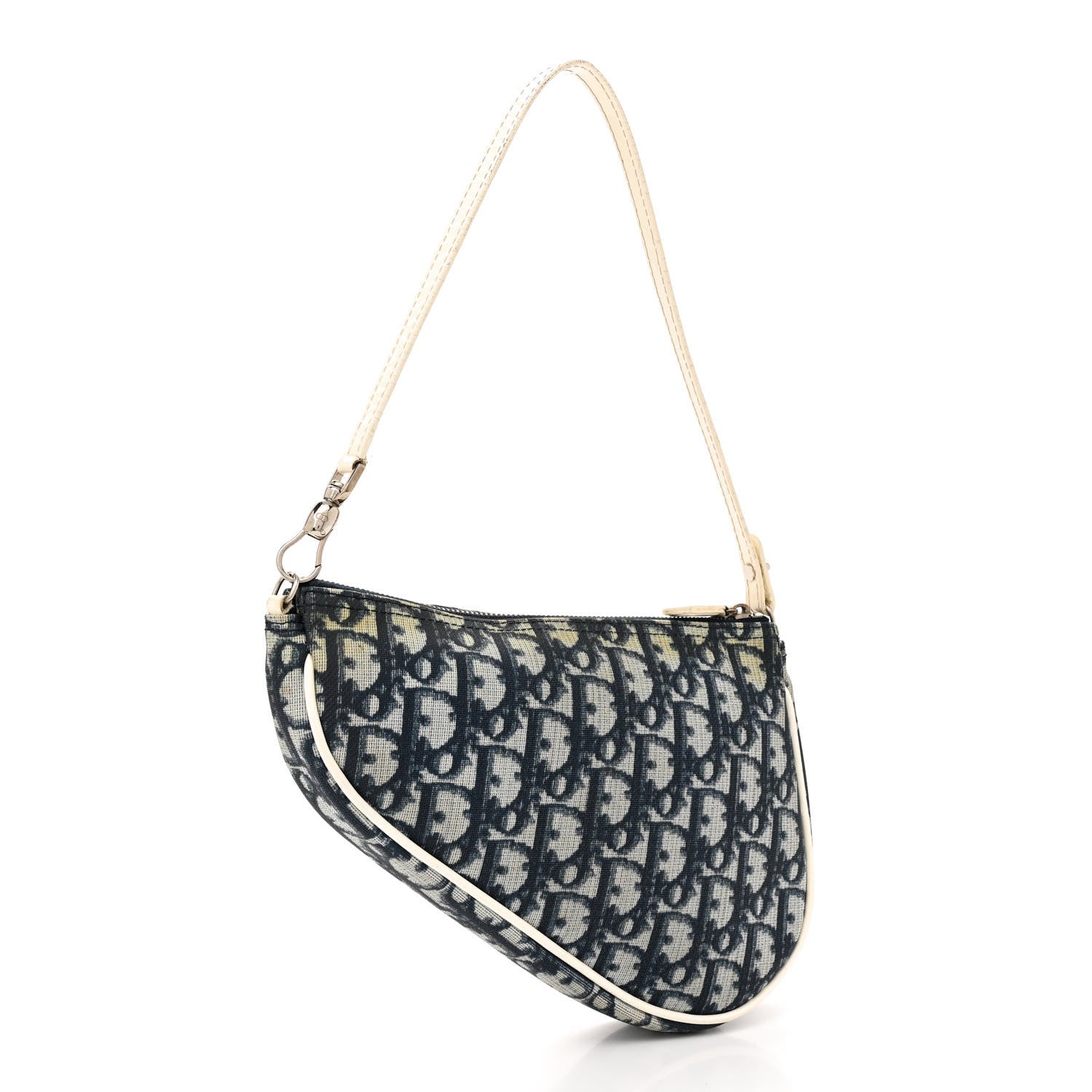 Christian Dior Monogram Mini Saddle Pochette White Blue 3 of 19