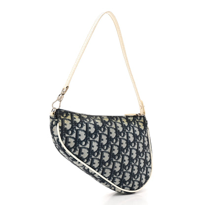Christian Dior Monogram Mini Saddle Pochette White Blue 3 of 19