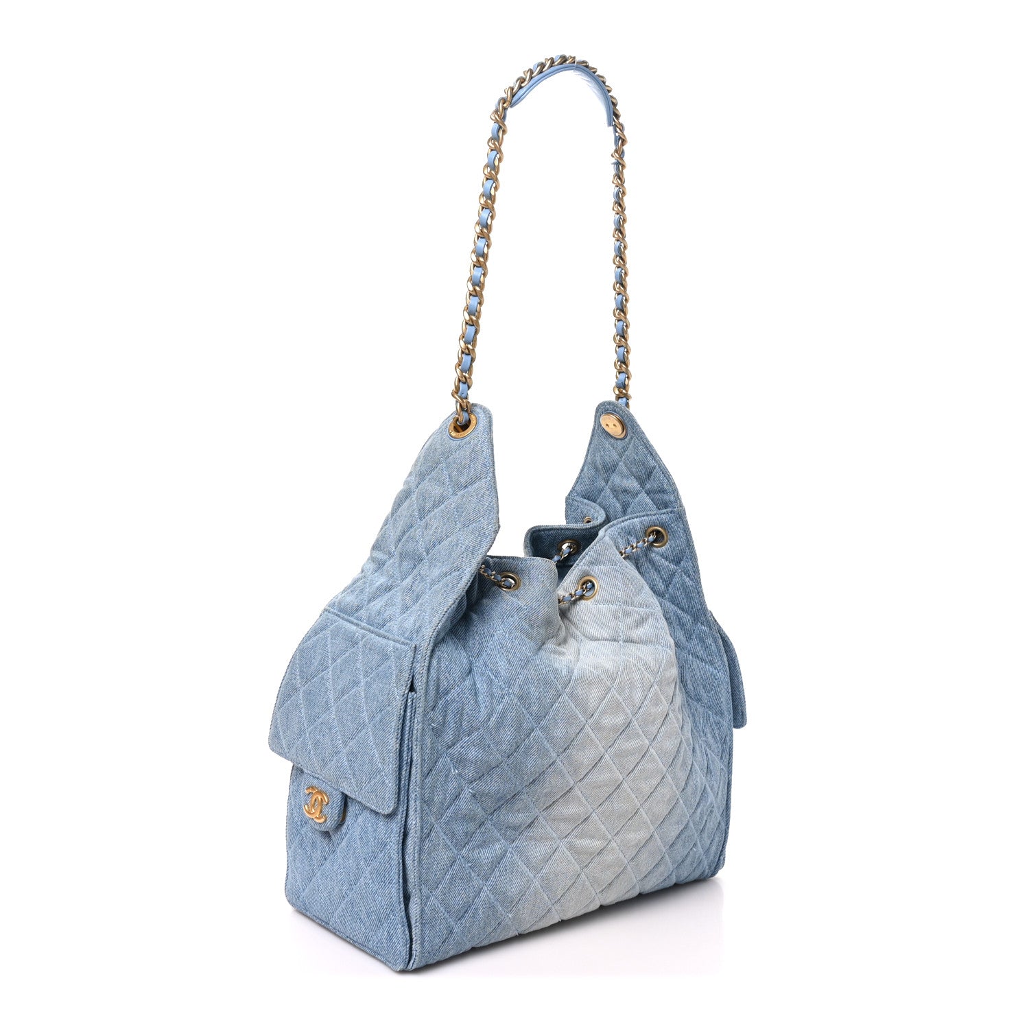 Chanel Washed Denim Quilted Medium Chanel 25 Handbag Blue 3 of 11