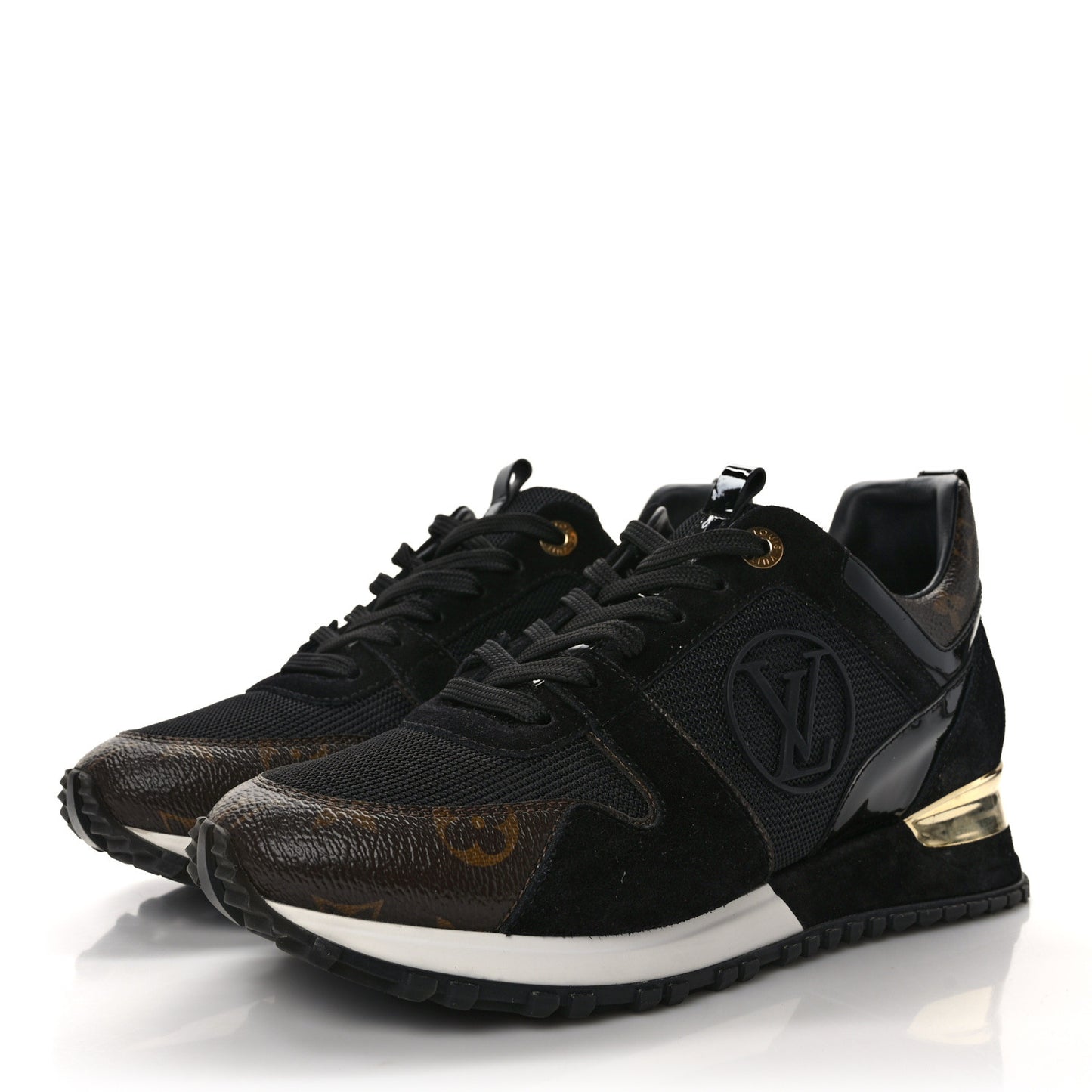 Suede Monogram Run Away Sneakers 38.5 Black