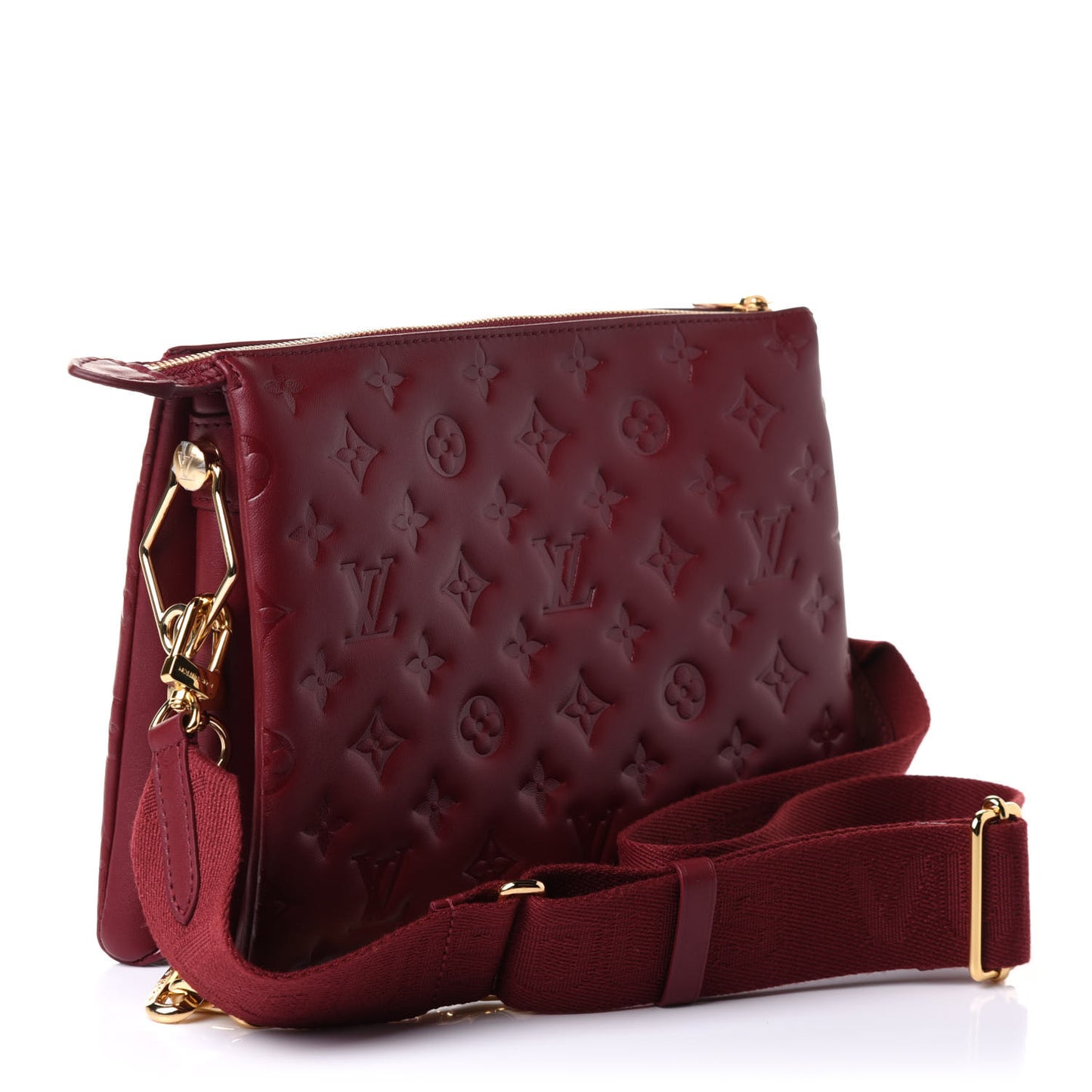 Lambskin Embossed Monogram Coussin PM Wine