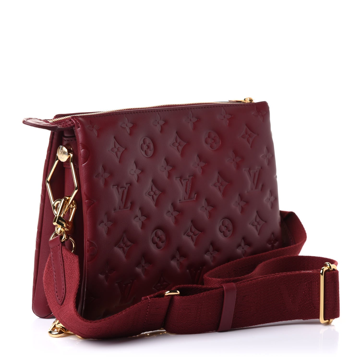 Louis Vuitton Lambskin Embossed Monogram Coussin PM Wine 2 of 8