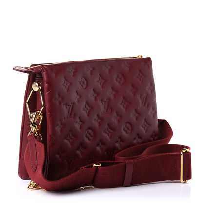 Louis Vuitton Lambskin Embossed Monogram Coussin PM Wine 2 of 8