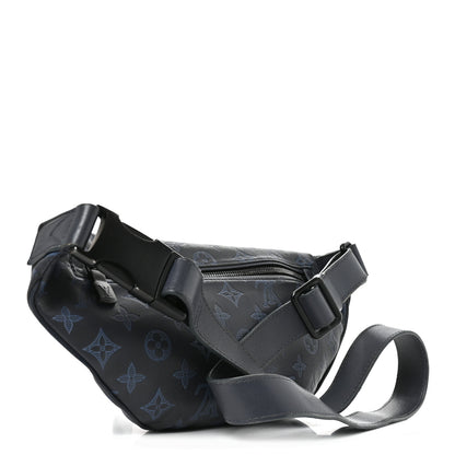 Louis Vuitton Calfskin Monogram Shadow Discovery Bumbag PM Navy Blue 3 of 9