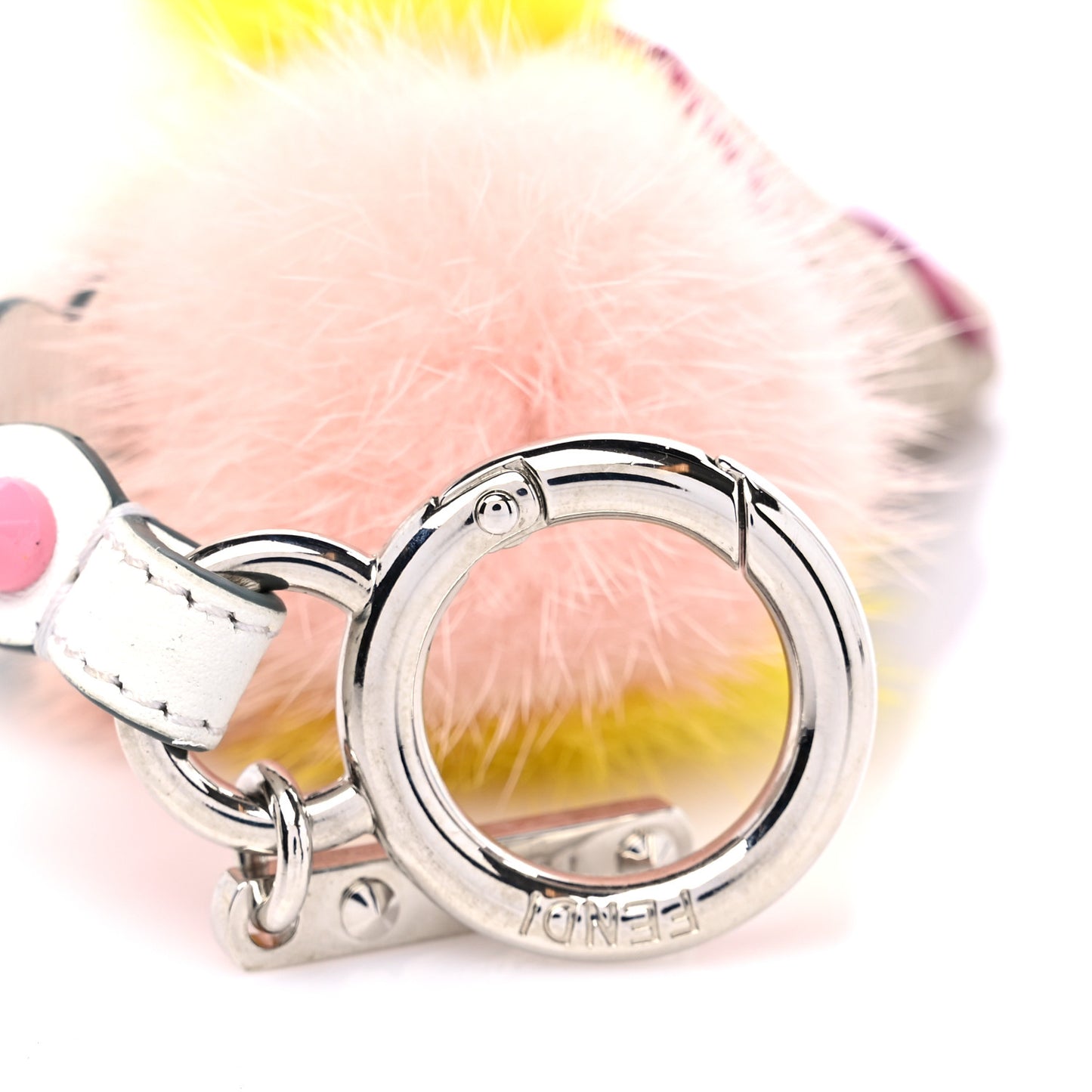 Mink Fur Calfskin Fun Fair Ice Cream Cone Bag Charm Beige Multicolor