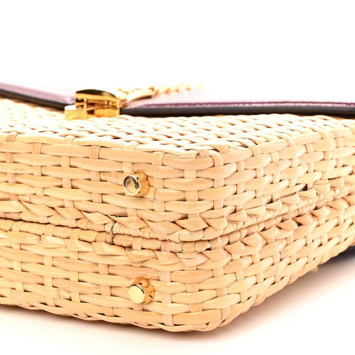 Gucci Wicker Calfskin Small Sylvie Top Handle Bag Naturale Rubicund 10 of 10