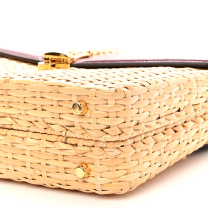 Gucci Wicker Calfskin Small Sylvie Top Handle Bag Naturale Rubicund 10 of 10
