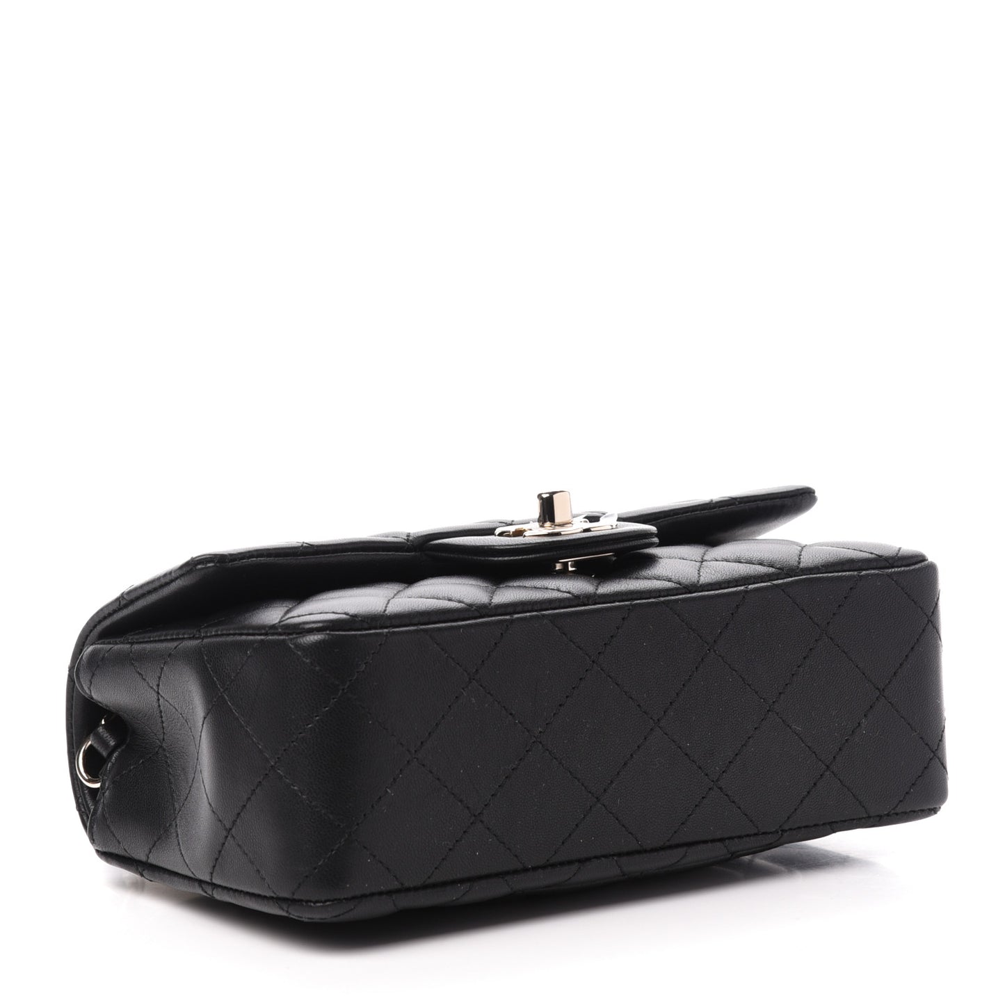Lambskin Quilted Mini Rectangular Flap Black