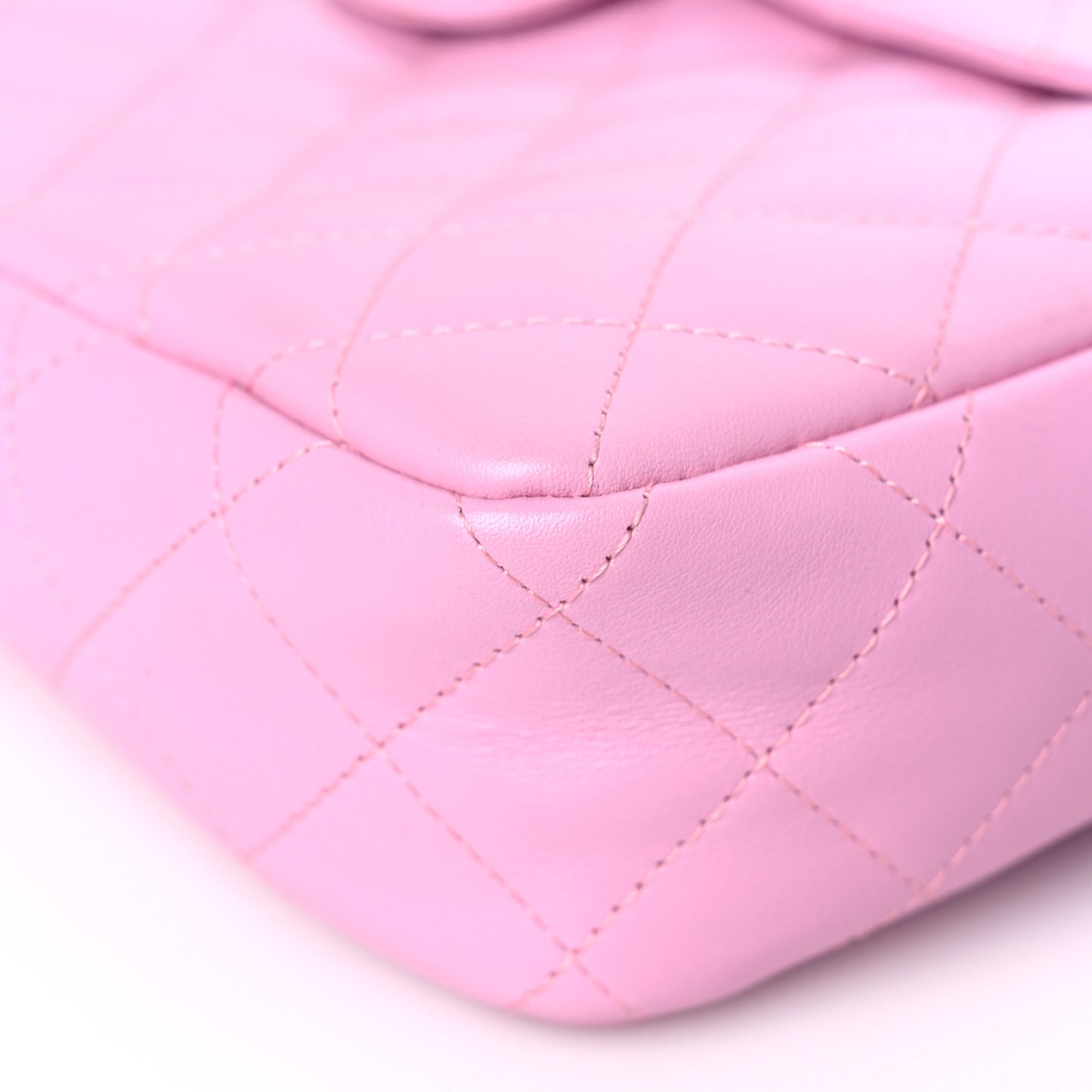 Calfskin Quilted Cambon Camera Case Pink Black