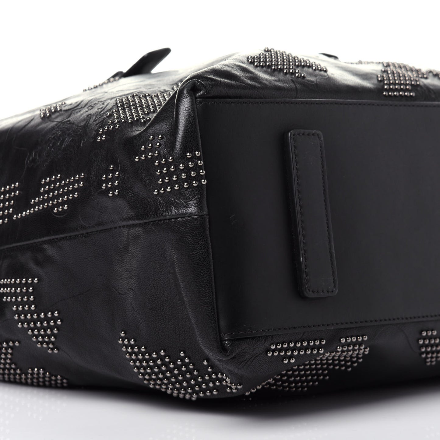 Smooth Calfskin Camo Studded Weekender Bag Black