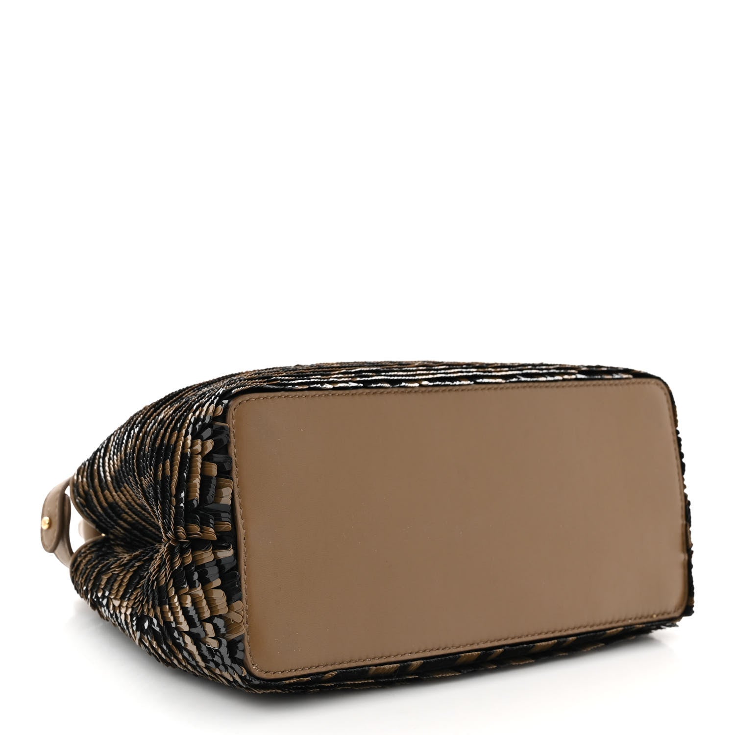 Fendi Vitello Catalan Mirror Sequin FF 1974 Embroidered Mini Peekaboo Iconic Satchel Tobacco Moro Sand Black 4 of 11