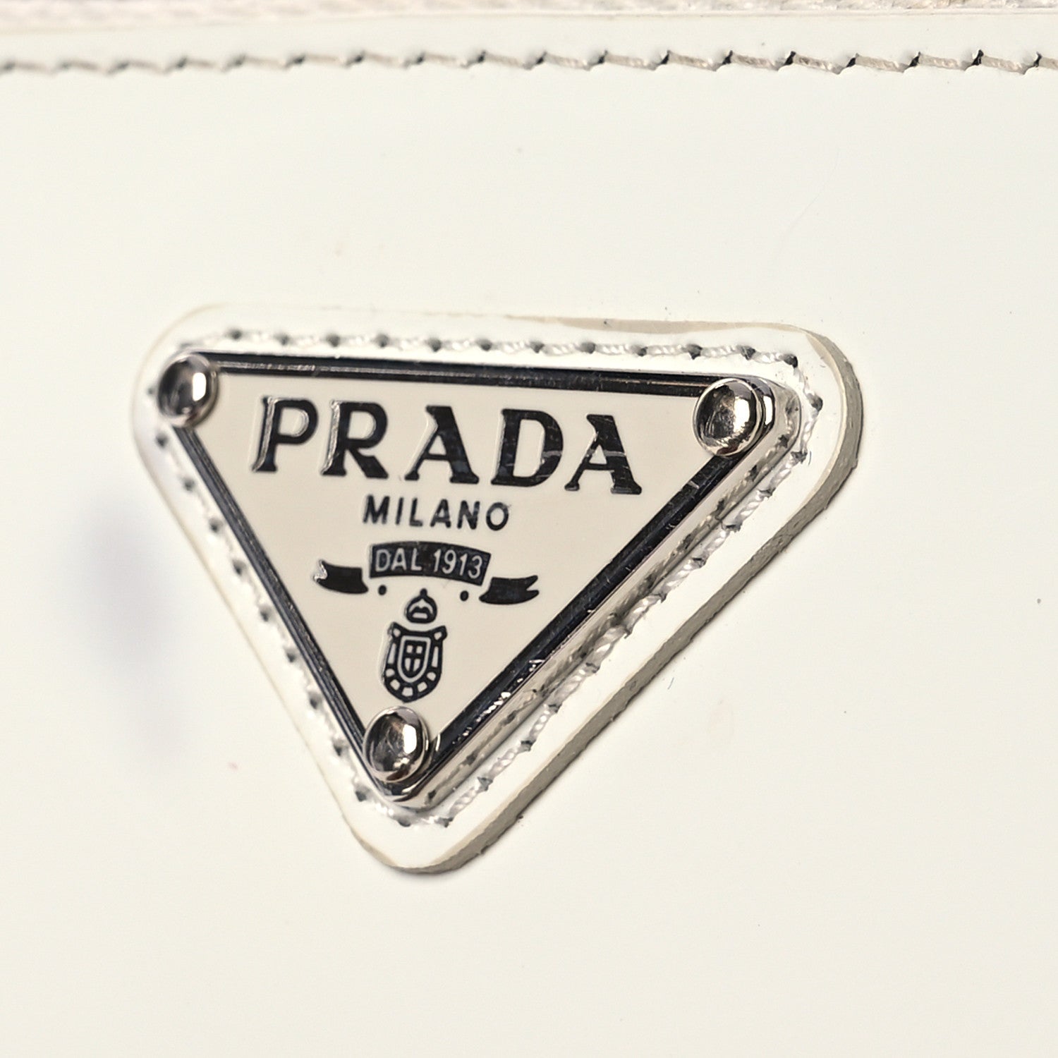 Prada Spazzolato Mini Triangle Chain Crossbody Pouch White 11 of 18