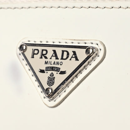 Prada Spazzolato Mini Triangle Chain Crossbody Pouch White 11 of 18
