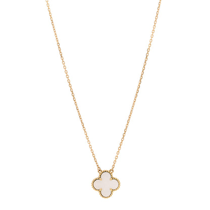 Van Cleef & Arpels 18K Yellow Gold Mother of Pearl Vintage Alhambra Pendant Necklace 1 of 5