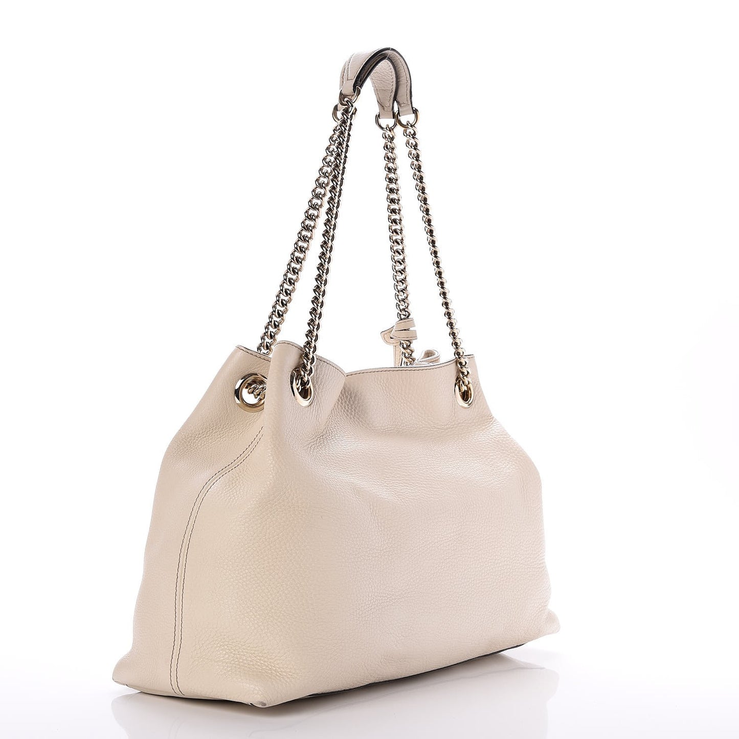 Pebbled Calfskin Medium Soho Chain Shoulder Bag Off White