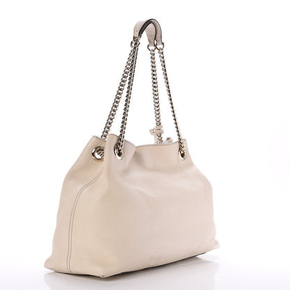 Gucci Pebbled Calfskin Medium Soho Chain Shoulder Bag Off White 3 of 11