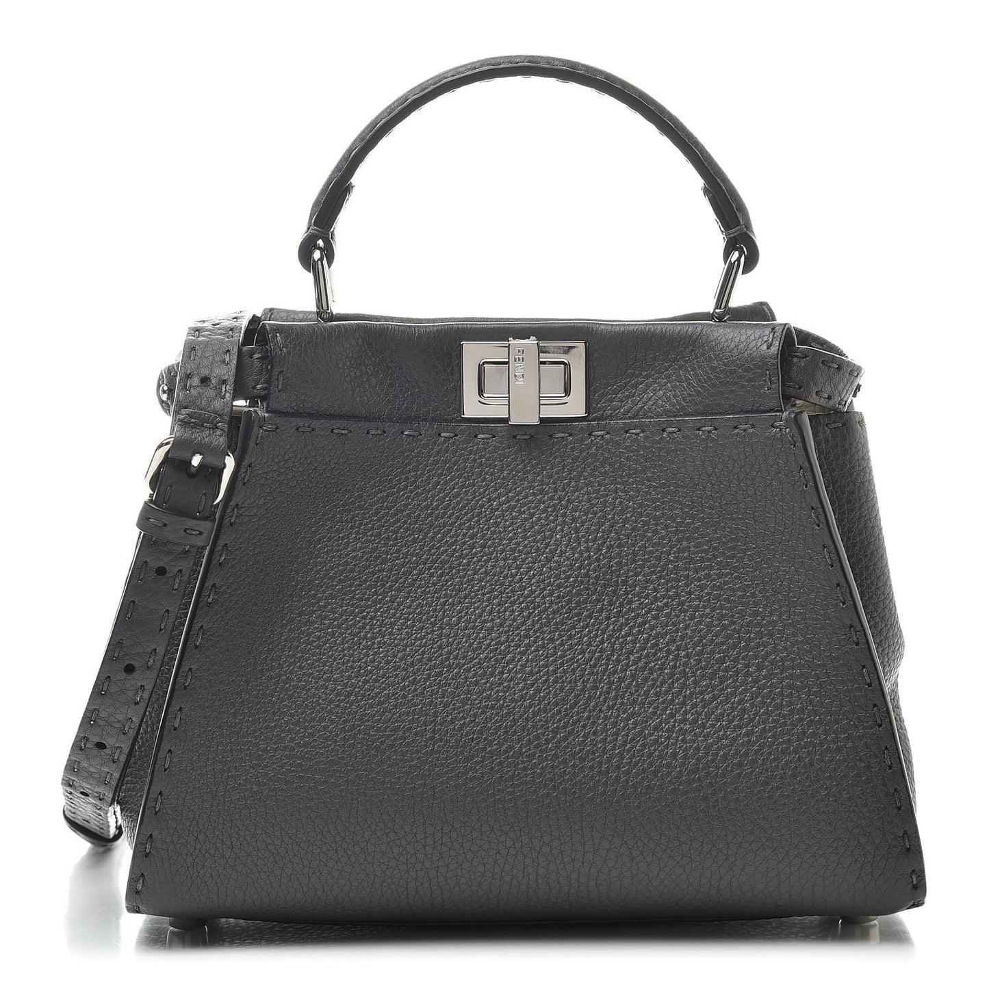 Cuoio Romano Selleria Bi-Color Mini Peekaboo Iconic Satchel Asfalto Latte