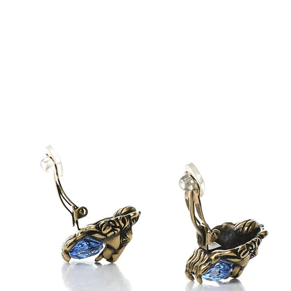 Gucci Crystal Lion Head Earrings Blue Sapphire 3 of 5