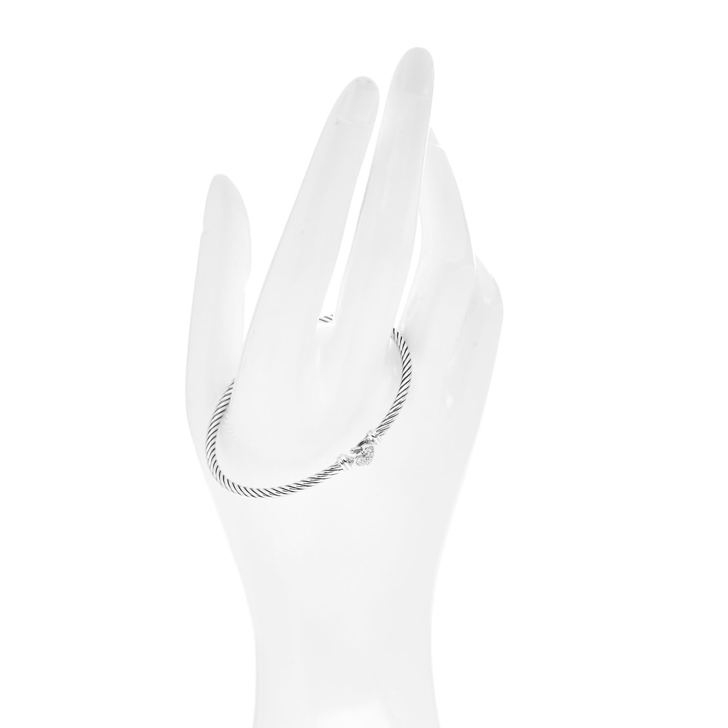 Sterling Silver Diamond Cable Collectibles Heart Bracelet