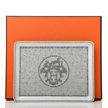 Hermes Porcelain Mosaique Au 24 Sushi Plate Platine 6 of 6