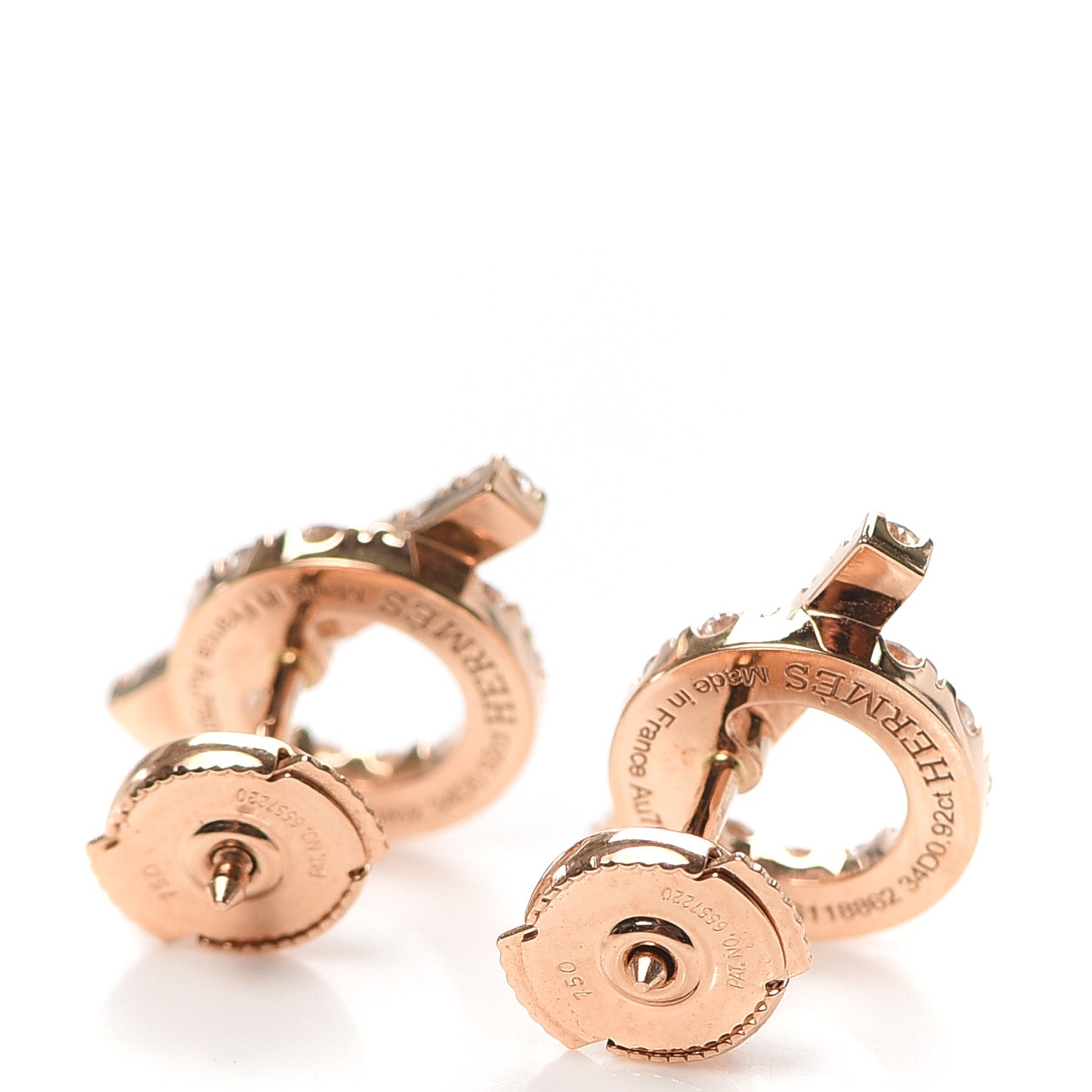 Hermes 18K Rose Gold Diamond Finesse Earrings 3 of 5