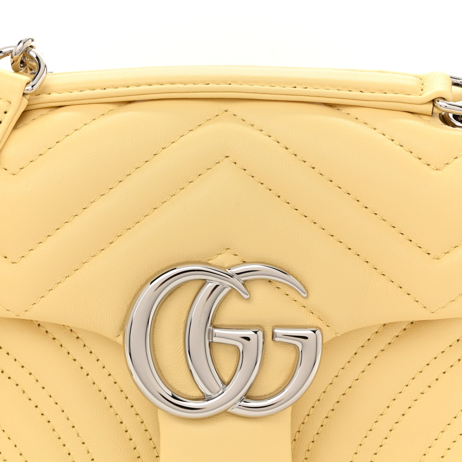 Gucci Lambskin Matelasse Small GG Marmont Shoulder Bag Yellow 7 of 9