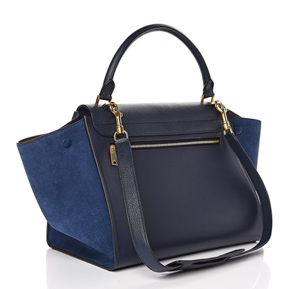 Celine Drummed Calfskin Suede Medium Trapeze Ocean Blue 3 of 9